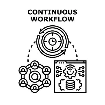 Continuous workflow process delivering team development and data Stock Illustration