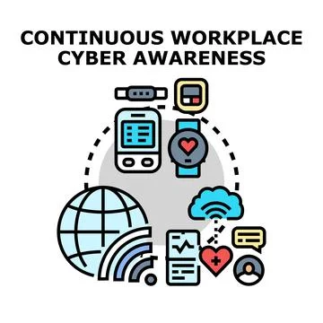 Continuous workplace cyber awareness and data security concept Stock Illustration