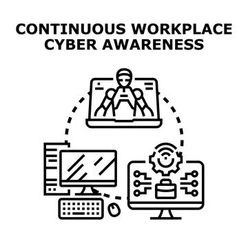 Continuous workplace cyber awareness program vector illustration Illustrazione stock