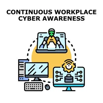 Continuous workplace cyber awareness program vector illustration Stock Illustration