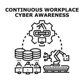 Continuous workplace cyber awareness program developing secure data practices Ilustración de archivo