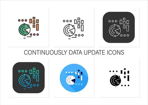 Continuously data update icons set Stock Illustration