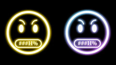 Continuously speaking obscene language emoji animation in bright neon light.. Stock Footage 275187593