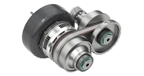 Continuously variable transmission (CVT) animation isolated on white background Stock Footage 327150654