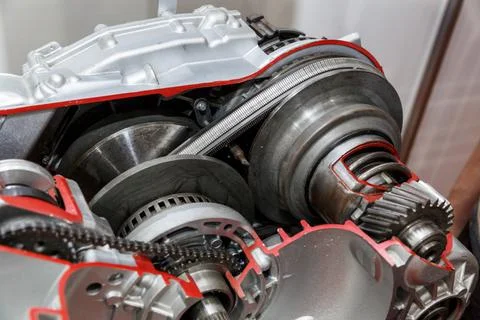 Continuously Variable Transmission (or CVT) cutaway. Stock Photos