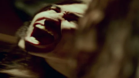 Contorted Reflection in Distorting Mirror of Screaming Man Stock Footage 289887553