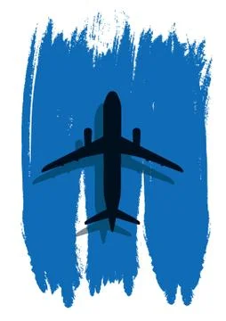 Contour of an airplane in the abstract sky. Stock Illustration