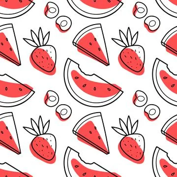 Contour and bolt seamless pattern, a set of summer sweets Stock Illustration