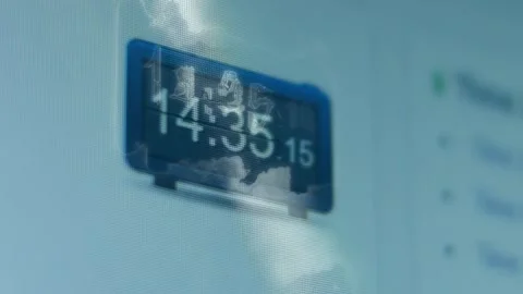 Contour and smoke of The world clock. Shoot pixels on the screen Stock Footage 241072952