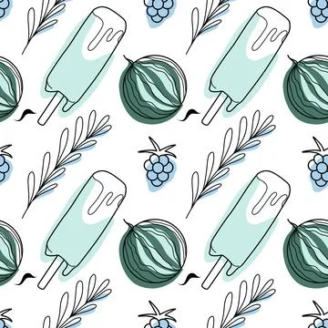 Contour and spot seamless pattern, a set of summer sweets Stock Illustration