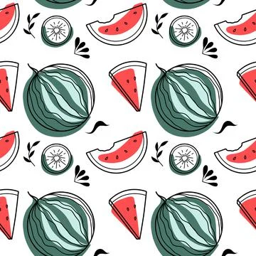 Contour and spot seamless pattern, a set of summer sweets Stock Illustration