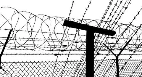 Contour of barbed wire on a white background Stock Illustration