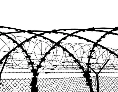 Contour of barbed wire on a white background Stock Illustration