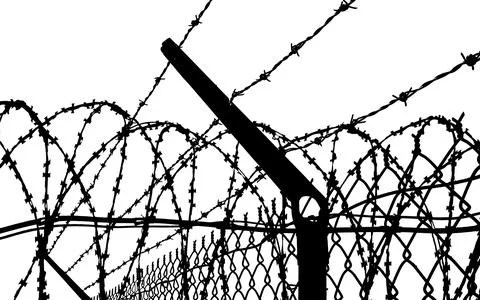 Contour of barbed wire on a white background Stock Illustration