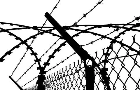 Contour of barbed wire on a white background Stock Illustration