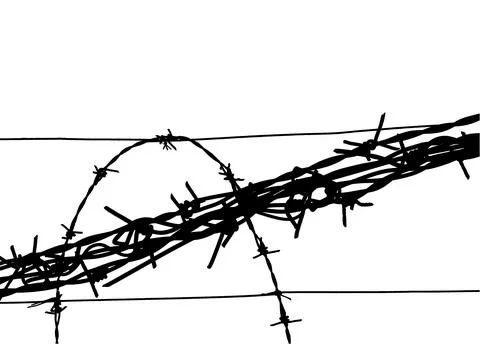 Contour of barbed wire on a white background Stock Illustration