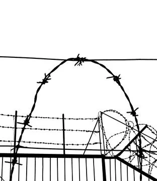Contour of barbed wire on a white background Stock Illustration