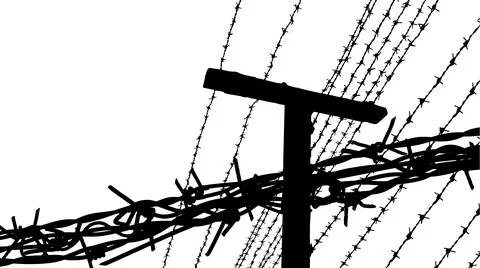 Contour of barbed wire on a white background Stock Illustration