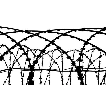 Contour of barbed wire on a white background Stock Illustration