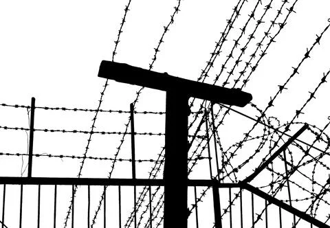 Contour of barbed wire on a white background Stock Illustration
