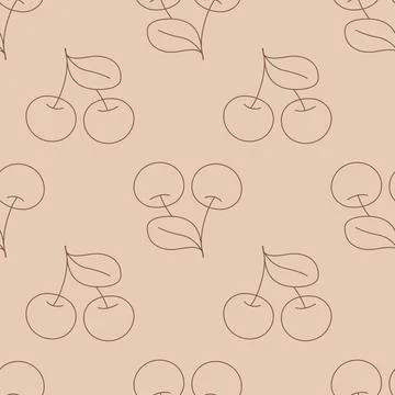 Contour berry cherry seamless pattern for textile and packaging design. Simpl Stock Illustration