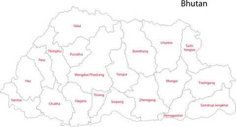 Contour Bhutan map Stock Illustration