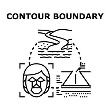 Contour boundary definition identifying various natural and artificial border Ilustração Stock