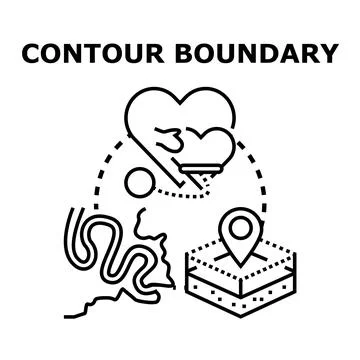 Contour boundary mapping and geographic location concept Stock Illustration