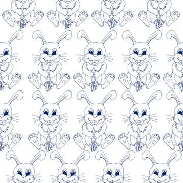 Contour bunny seamless pattern Stock Illustration