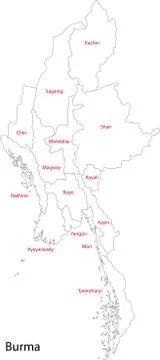 Contour Burma map Stock Illustration