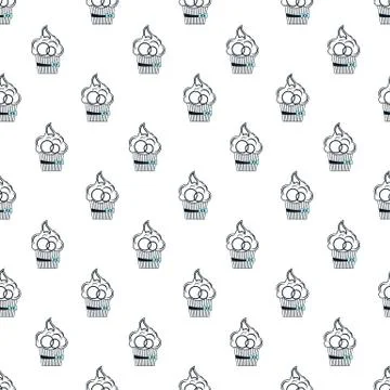 The contour of the cake from a thin dark line. pattern Stock-Illustration