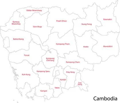 Contour Cambodia map Stock Illustration