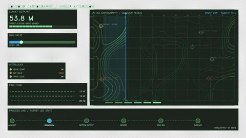 Contour cartography data visualization with interactive elements Stock Footage 344921504
