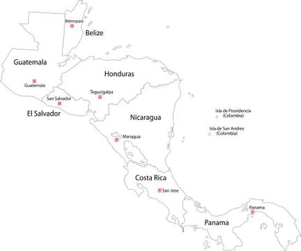 Contour central america map Stock Illustration