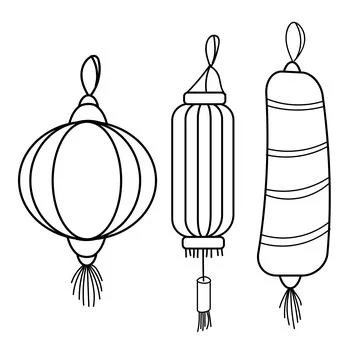 Contour Chinese lanterns Stock Illustration