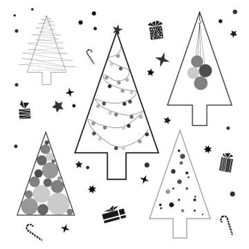 Contour of the Christmas tree, a modern flat design. Stock Illustration
