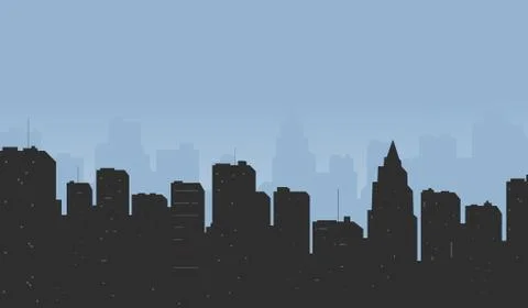 Contour of city on a blue background. Stock Illustration