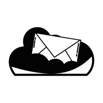 Contour cloud data with e-mail card message Illustrazione stock