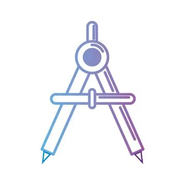 Contour compass school tool to study Ilustração Stock