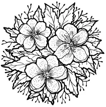 Contour composition with flowers Illustrazione stock