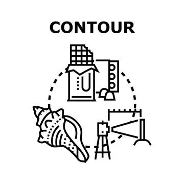 Contour concept drawing combining various themes and subjects Stock Illustration