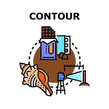 Contour concept drawing combining various themes and subjects Stock Illustration