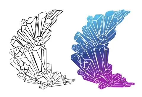 Contour crescent of crystals Stock Illustration