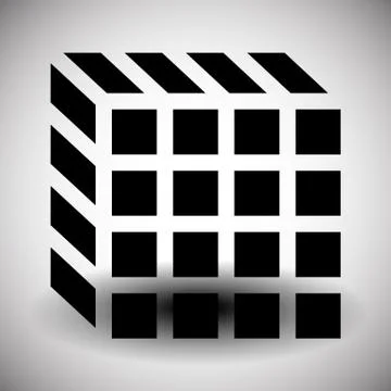 Contour of cube vector symbol isolated on white. Stock Illustration