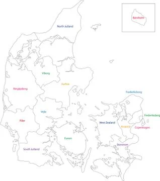 Contour Denmark map Stock Illustration