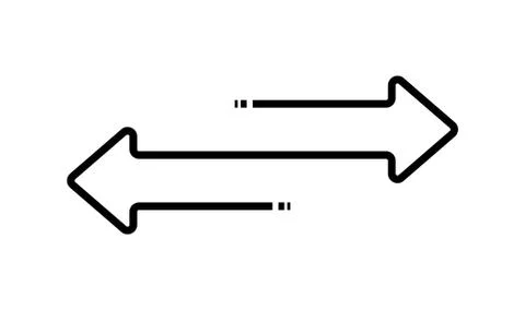 Contour of a double multidirectional arrow. Flat design. Illustrazione stock