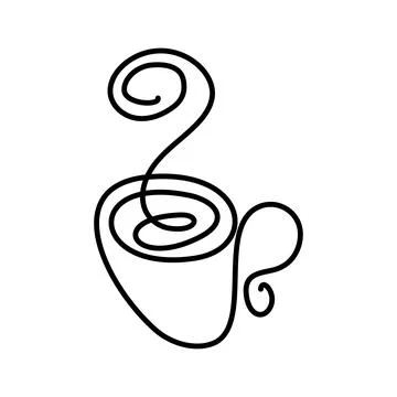 Contour drawing of a cup in a minimalistic continuous line art style. Hand drawn Stock-Illustration