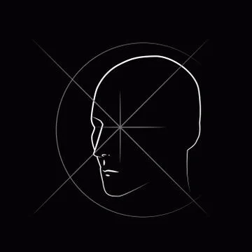 Contour drawing of the head with a pattern of the eye Stock Illustration