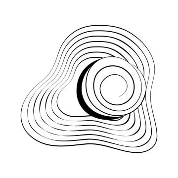 Contour drawing of a summer beach hat with wide brim and a strips around. Hello Stock Illustration