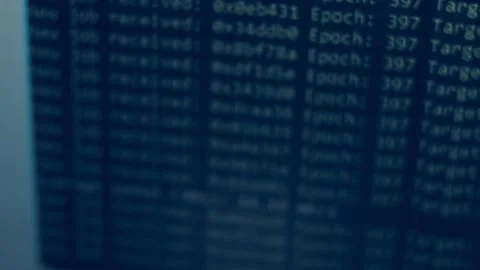 Contour effect of Cryptocurrency mining on a computer screen. The algorithm of Video stock 240167831